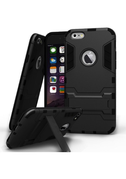 Apple iPhone 6 Plus/6S Plus Alfa Serisi Armor Standlı Perfect Koruma Kılıf - Siyah