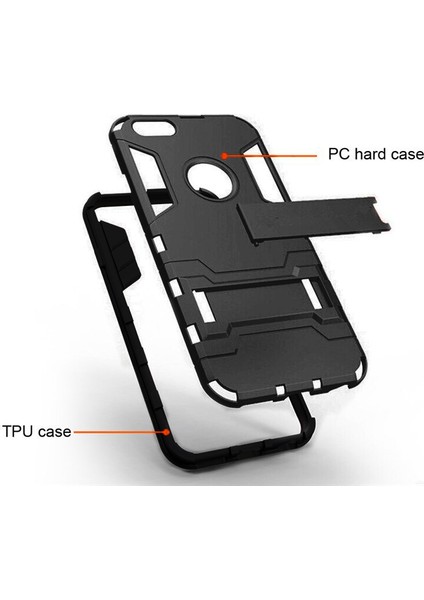 Apple iPhone 6 Plus/6S Plus Alfa Serisi Armor Standlı Perfect Koruma Kılıf - Siyah