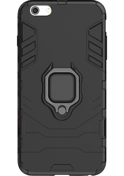 Apple iPhone 6 Plus/6S Plus Yüzük Standlı Armor Kılıf - Siyah