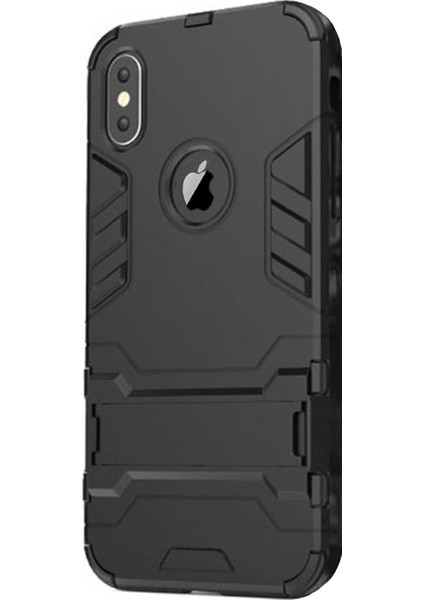 Apple iPhone X/XS Alfa Serisi Armor Standlı Perfect Koruma Kılıf - Siyah