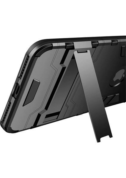 Apple iPhone X/XS Alfa Serisi Armor Standlı Perfect Koruma Kılıf - Siyah