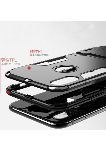 Apple iPhone X/XS Alfa Serisi Armor Standlı Perfect Koruma Kılıf - Siyah