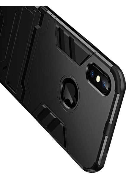 Apple iPhone XS Max Alfa Serisi Armor Standlı Perfect Koruma Kılıf - Siyah