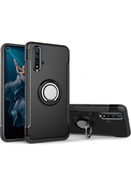 Huawei Honor 20 Yüzük Standlı Armor Silikon Kılıf - Siyah fiyatları