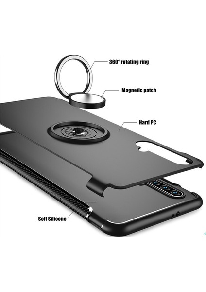 Huawei Honor 20 Yüzük Standlı Armor Silikon Kılıf - Siyah indirimleri