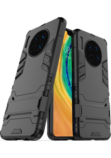 Huawei Mate 30 Alfa Serisi Armor Standlı Perfect Koruma Kılıf - Siyah