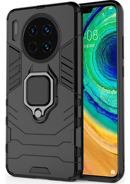 Huawei Mate 30 Yüzük Standlı Armor Kılıf - Siyah