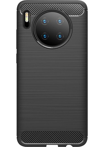 Huawei Mate 30 Brushed Carbon Fiber Silikon Kılıf - Siyah