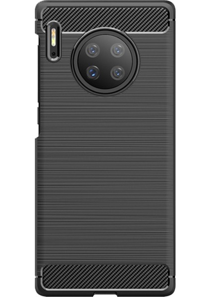 Huawei Mate 30 Pro Brushed Carbon Fiber Silikon Kılıf - Siyah