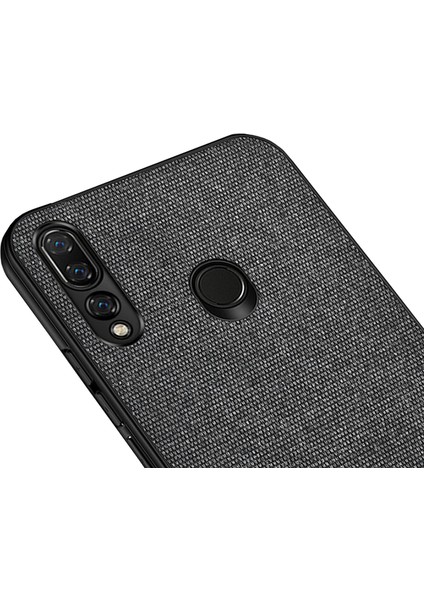 Huawei Y9 Prime 2019 Fabrik Serisi Kumaş ve Deri Desen Kılıf - Siyah fiyatları