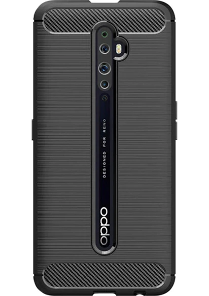 Oppo Reno 2Z Brushed Carbon Fiber Silikon Kılıf - Siyah