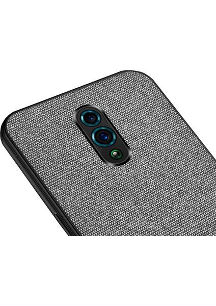 Oppo Reno Fabrik Serisi Kumaş ve Deri Desen Kılıf - Gri fiyatları