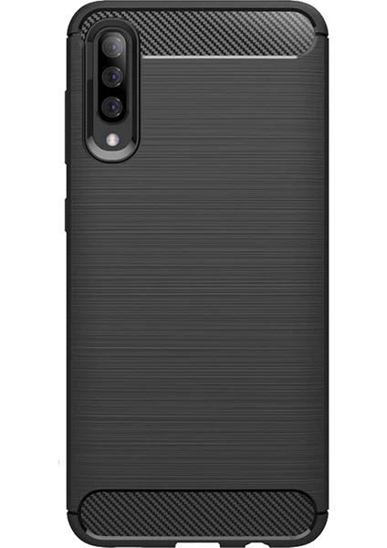 Samsung Galaxy A30s Brushed Carbon Fiber Silikon Kılıf - Siyah