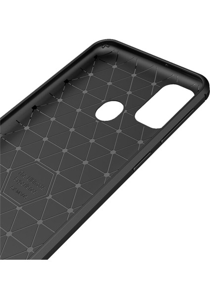 Samsung Galaxy M30s Brushed Carbon Fiber Silikon Kılıf - Siyah