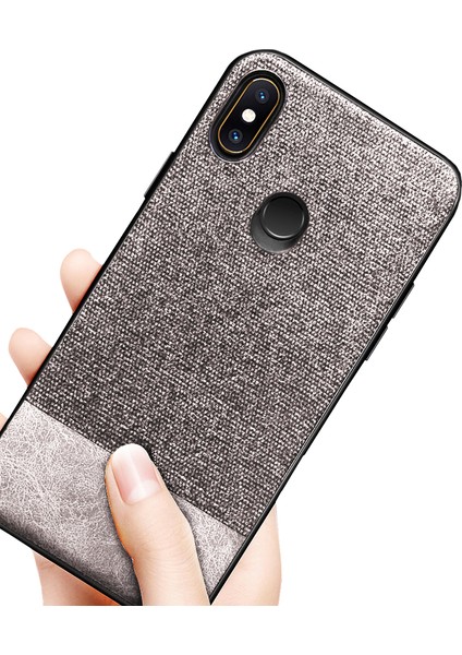 Xiaomi Mi 6X Fabrik Serisi Kumaş ve Deri Desen Kılıf - Gri