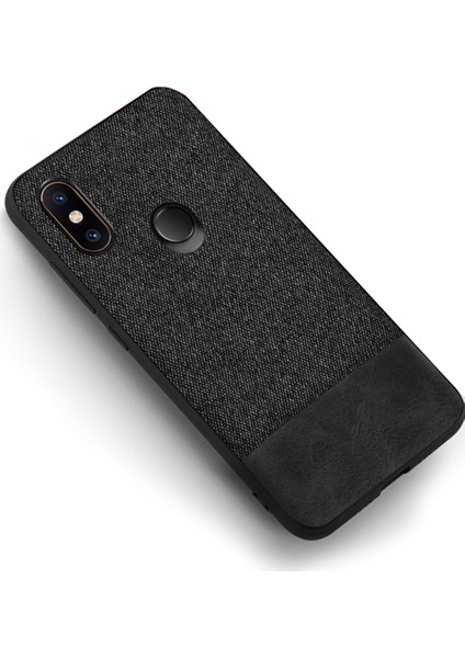 Xiaomi Mi 6X Fabrik Serisi Kumaş ve Deri Desen Kılıf - Siyah