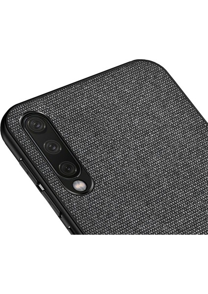 Xiaomi Mi 9 Lite Fabrik Serisi Kumaş ve Deri Desen Kılıf - Siyah fiyatları