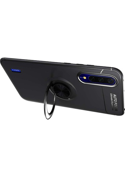 Xiaomi Mi 9 Lite Focus Serisi Yüzük Standlı Silikon Kılıf - Siyah indirimleri