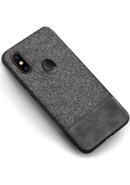 Xiaomi Mi Mix 2S Fabrik Serisi Kumaş ve Deri Desen Kılıf - Gri