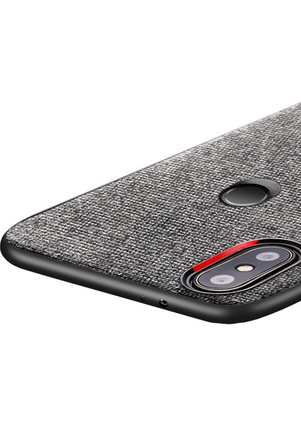 Xiaomi Mi Mix 2S Fabrik Serisi Kumaş ve Deri Desen Kılıf - Gri