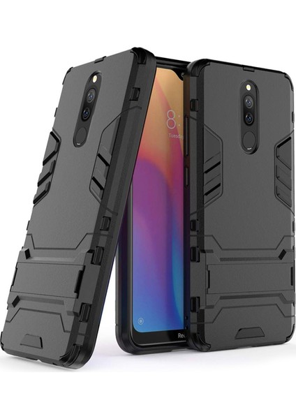 Xiaomi Redmi 8 Alfa Serisi Armor Standlı Perfect Koruma Kılıf - Siyah