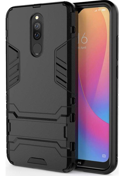 Xiaomi Redmi 8 Alfa Serisi Armor Standlı Perfect Koruma Kılıf - Siyah