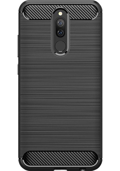 Xiaomi Redmi 8 Brushed Carbon Fiber Silikon Kılıf - Siyah