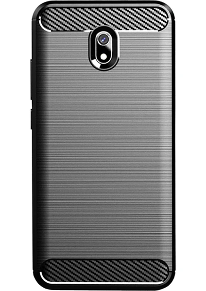 Xiaomi Redmi 8A Brushed Carbon Fiber Silikon Kılıf - Siyah