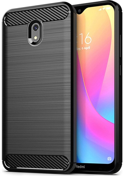 Xiaomi Redmi 8A Brushed Carbon Fiber Silikon Kılıf - Siyah