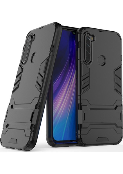 Xiaomi Redmi Note 8 Alfa Serisi Armor Standlı Perfect Koruma Kılıf - Siyah