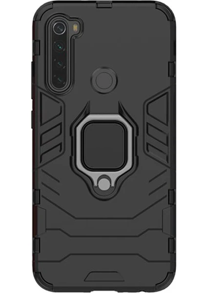 Xiaomi Redmi Note 8 Yüzük Standlı Armor Kılıf - Siyah