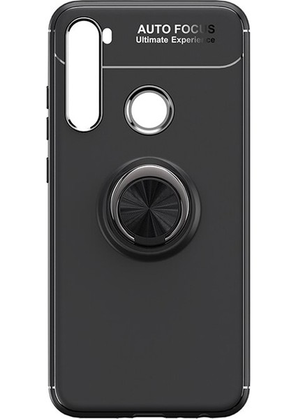 Xiaomi Redmi Note 8 Focus Serisi Yüzük Standlı Silikon Kılıf - Siyah