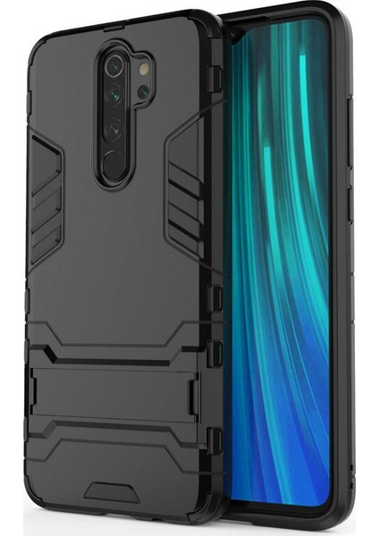 Xiaomi Redmi Note 8 Pro Alfa Serisi Armor Standlı Perfect Koruma Kılıf - Siyah