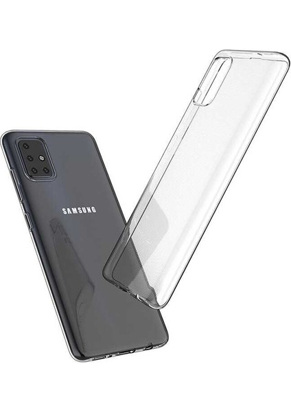 Samsung Galaxy A51 Kılıf Darbe Emici Süper Silikon Kılıf + Cam Ekran Koruyucu Şeffaf