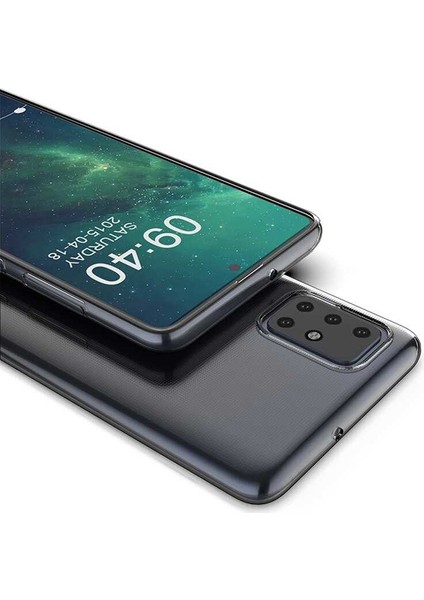 Samsung Galaxy A51 Kılıf Darbe Emici Süper Silikon Kılıf + Nano Ekran Koruyucu Şeffaf