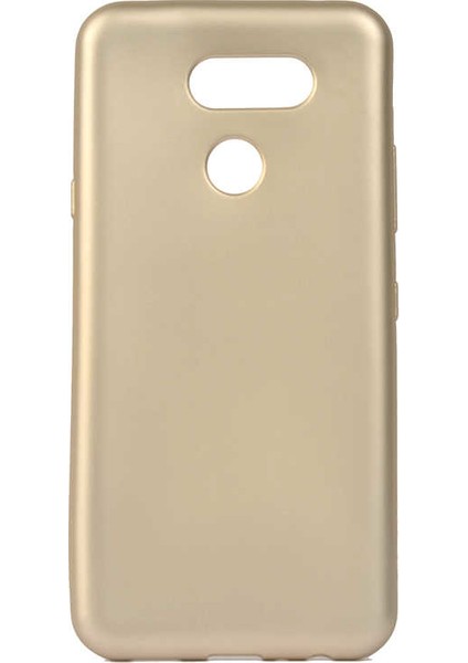 LG K40s Kılıf Mat Premium Silikon Kılıf + Cam Ekran Koruyucu Gold