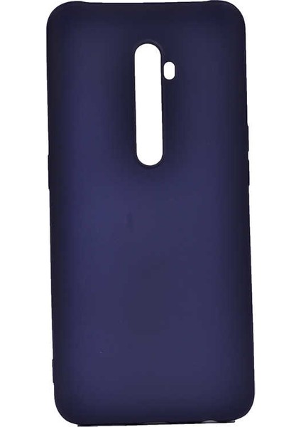 Oppo Reno 2Z Kılıf Mat Premium Silikon Kılıf + Cam Ekran Koruyucu Lacivert