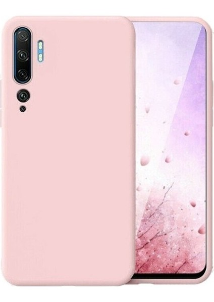 Xiaomi Mi Note 10 Kılıf Mat Premium Silikon Kılıf + Tam Kaplayan 5D Cam Rose