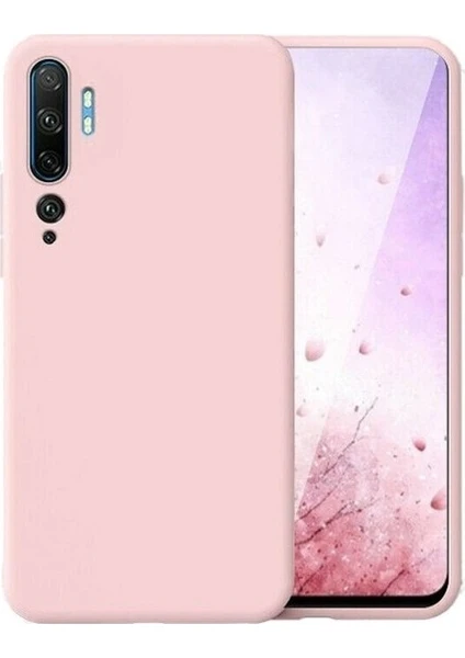 Tekno Grup Xiaomi Mi Note 10 Kılıf Mat Premium Silikon Kılıf + Tam Kaplayan 5D Cam Rose