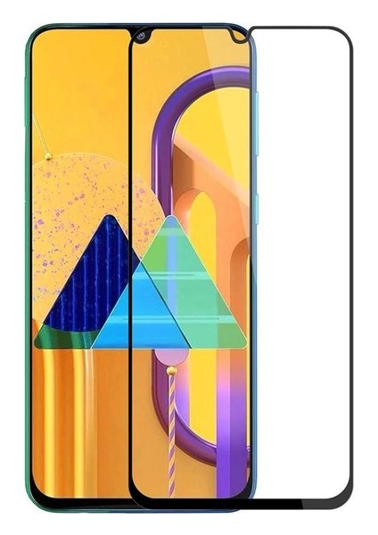 Samsung Galaxy M30 Tam Kaplayan Temperli Cam Ekran Koruyucu Siyah