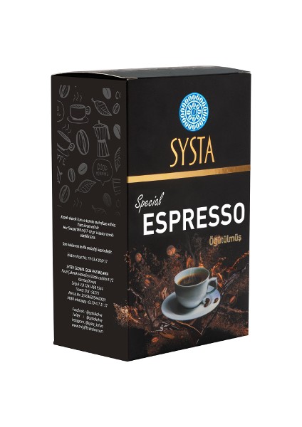 Espresso Kahve Çeşitleri Systa Extra Extra 250 gr Öğütülmüş Espresso Kahve