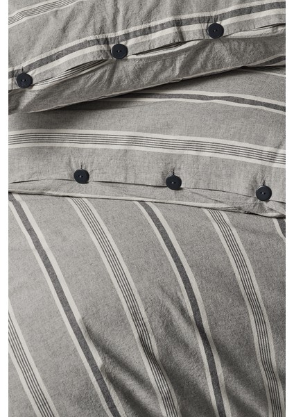 Sense 100% Pamuklu Battal Boy Yıkamalı Iplik Boya Çizgili Nevresim Takımı Antrasit modelleri