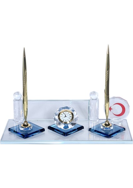 Vip Kristal Masa Isimlik Türk Bayrağı
