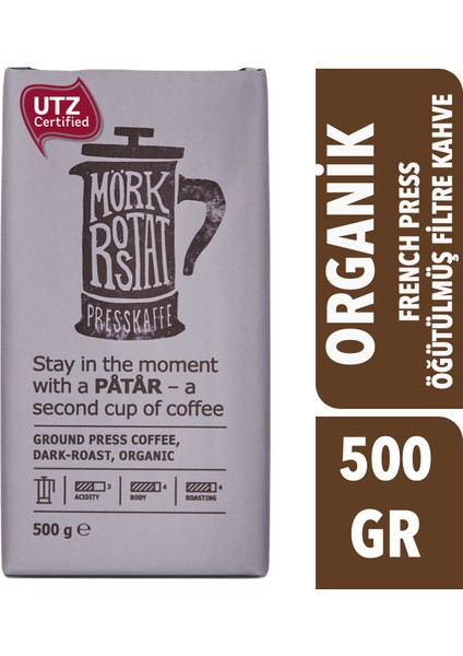 Mörk Rostat French Press Öğütülmüş Organik Kahve 500 gr fiyatları