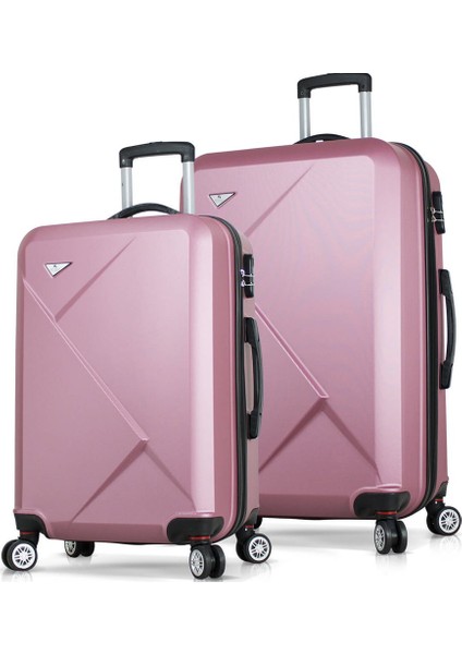 Diamond Abs 2'li Valiz Seti (Orta ve Büyük) Rose Gold