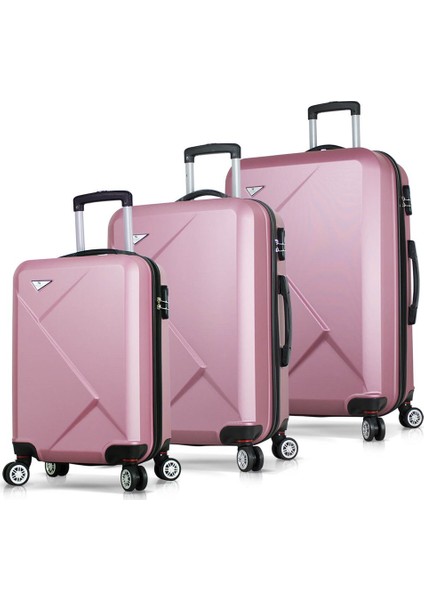 Diamond Abs 3'lü Valiz Seti Rose Gold