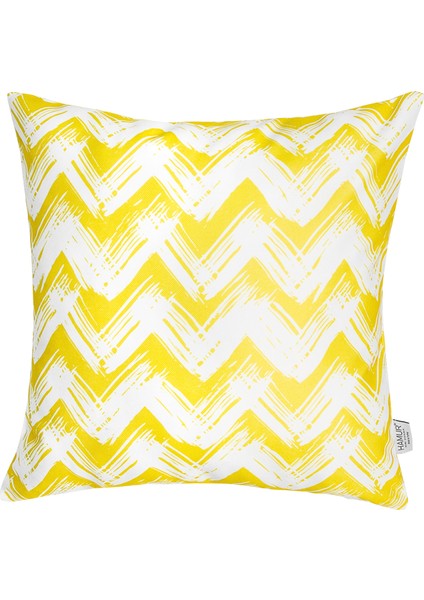 Dekoratif Yastık Kırlent Kılıfı Çift Taraflı Zigzag KR21 Sarı
