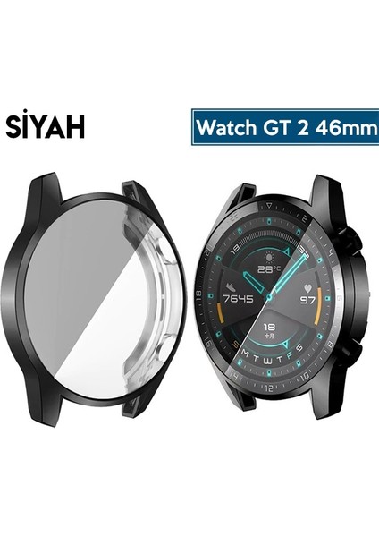 Huawei Watch GT 2 46 mm 360 Koruma Ultra İnce Silikon Kılıf AL-31650 - Siyah