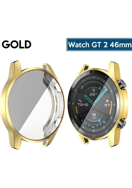 Huawei Watch GT 2 46 mm 360 Koruma Ultra İnce Silikon Kılıf AL-31650 - Gold