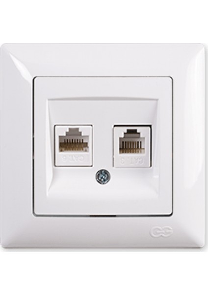 Günsan Visage Beyaz Data + Nümeris Telefon Prizi (RJ45 Cat6 + Cat3)